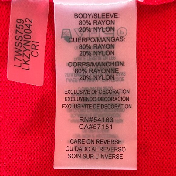 Karl Lagerfeld Paris Red Bow Tie Bell Sleeve Cold Shoulder Sweater XL Holiday - Picture 8 of 9